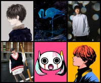 上段左からカンザキイオリ、syudou、DECO*27。下段左からナナヲアカリ、ピノキオピー、めいちゃん。