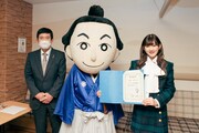 高知県観光特使就任式に出席した川村文乃。