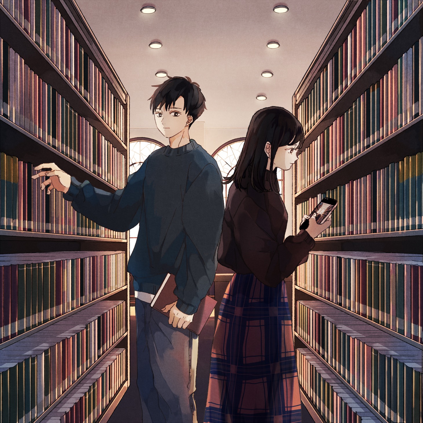 「ストーリーズ（feat. ひらめ）」「恋のスタートボタン（feat. さくらしめじ）」配信ジャケットを重ね合わせたイラスト。