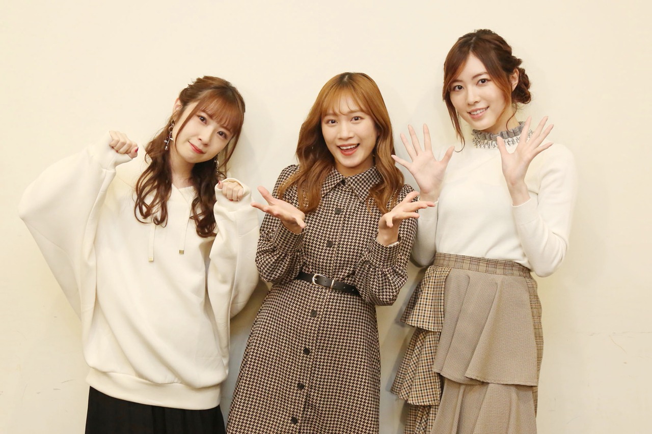 左から高柳明音、斉藤真木子、松井珠理奈。