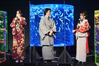 左から石田ニコル、尾上松也、百田夏菜子（ももいろクローバーZ）。