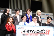 「オールナイトニッポン0（ZERO）」のパーソナリティ。左上から時計回りにCreepy Nuts、三四郎、佐久間宣行、マヂカルラブリー、ファーストサマーウイカ。