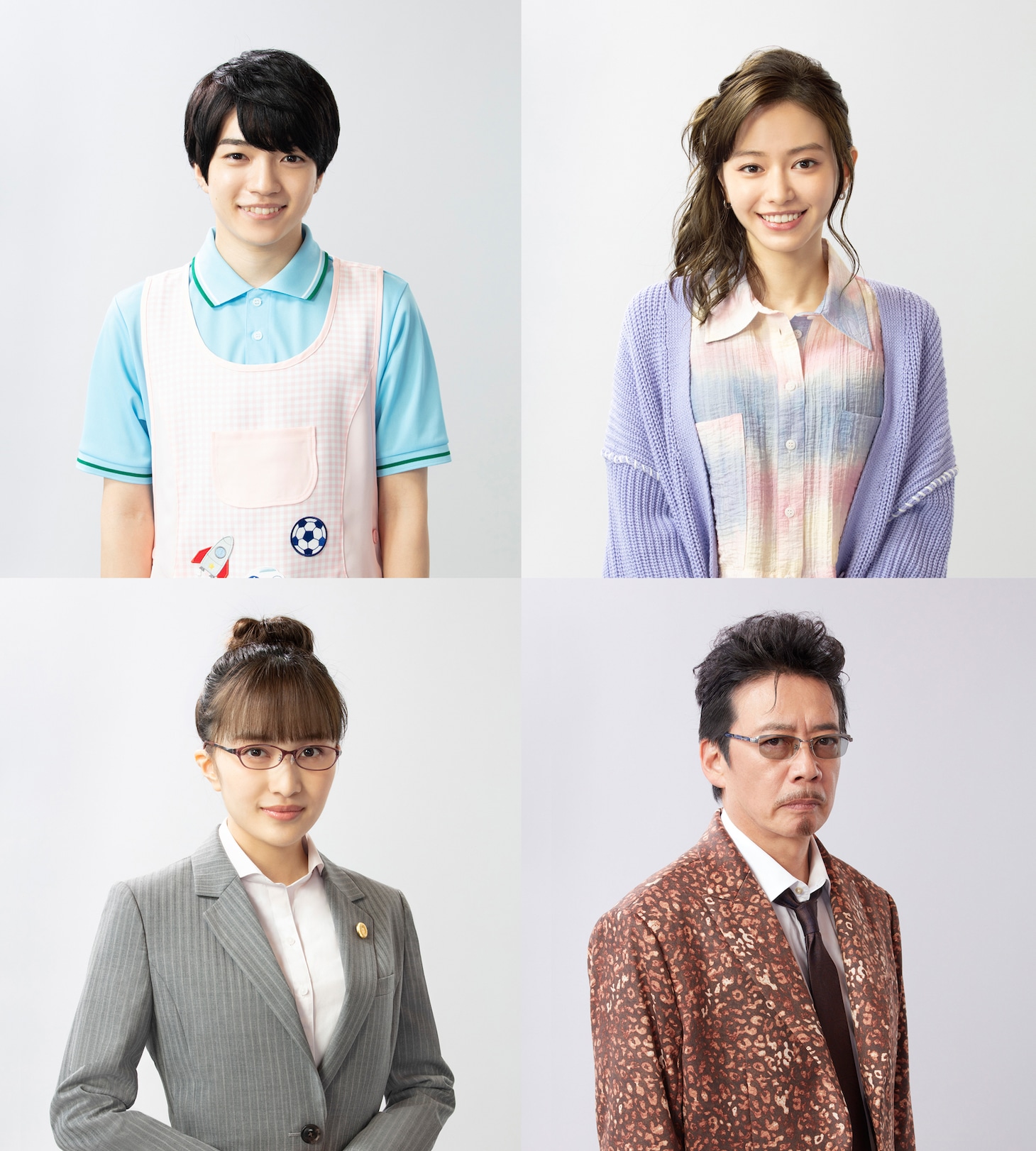 「コタローは1人暮らし」追加キャスト。左上から時計回りに西畑大吾（なにわ男子、関西ジャニーズJr.）、山本舞香、生瀬勝久、百田夏菜子（ももいろクローバーZ）。(c)テレビ朝日