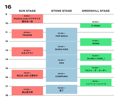 「FUJI & SUN '21」5月16日タイムテーブル