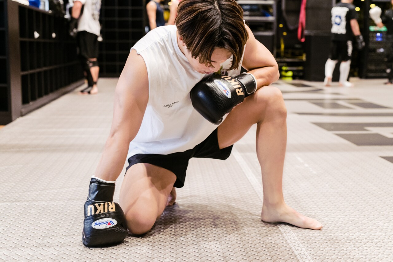 スパーリングを終えたRIKUさん。