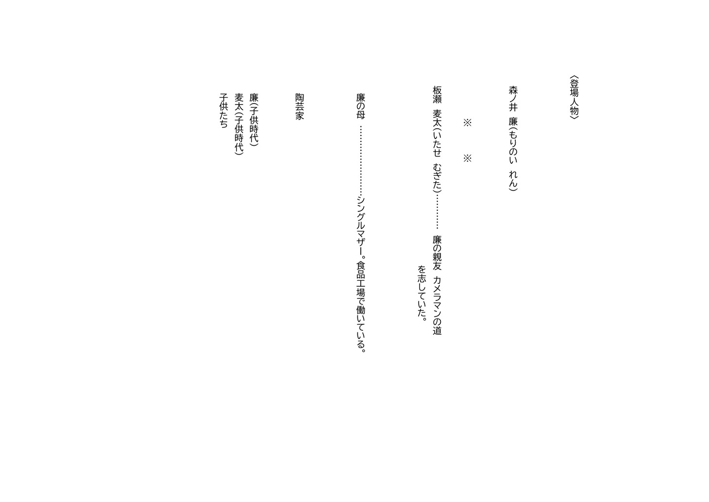 向井太一「Colorless」ミュージックビデオの脚本より。