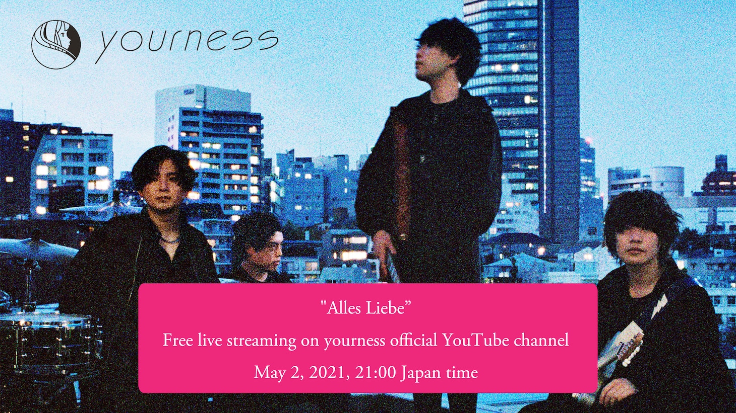 ユアネス「"Alles Liebe" Free live streaming on yourness YouTube official channel」告知ビジュアル