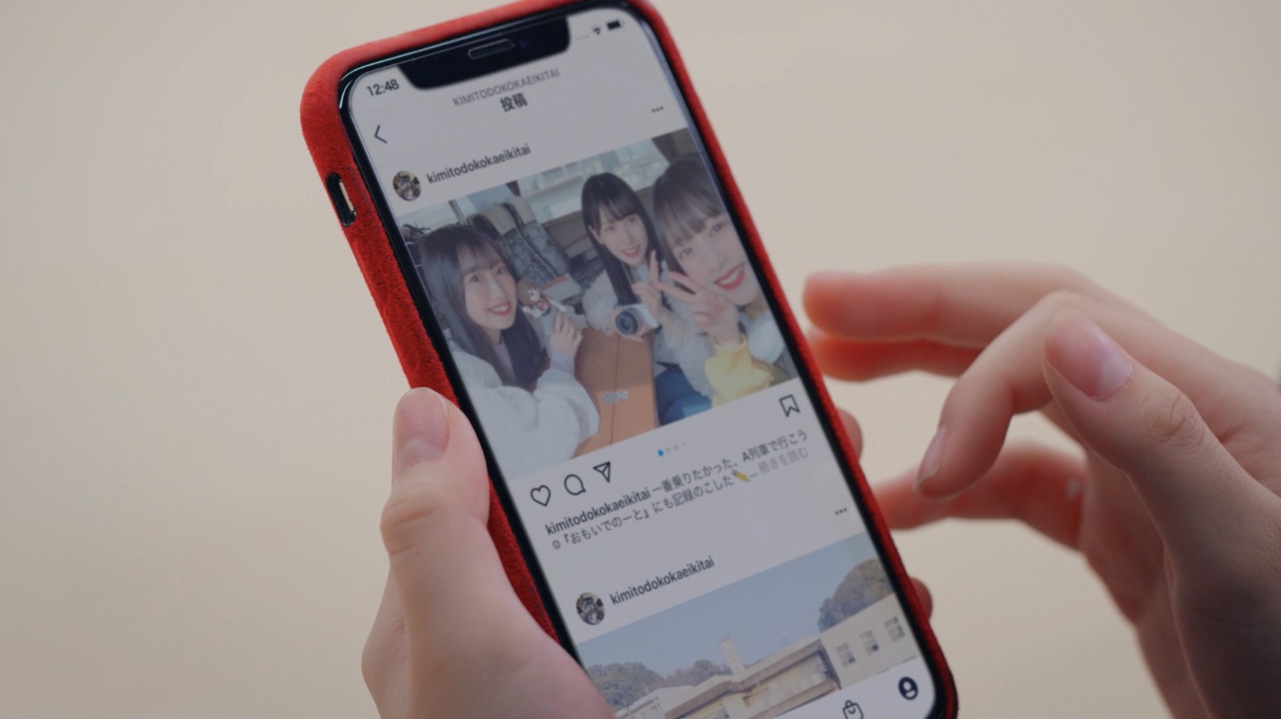 HKT48「君とどこかへ行きたい-つばめ選抜」のミュージックビデオより。