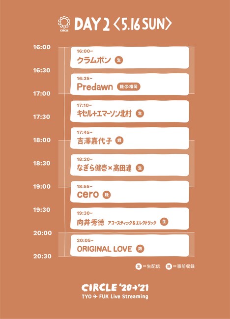 「CIRCLE '20→'21 東京▲福岡 実況中継」2日目タイムテーブル