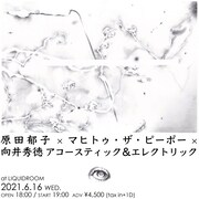 「LIQUIDROOM presents 原田郁子 × マヒトゥ・ザ・ピーポー × 向井秀徳アコースティック＆エレクトリック」フライヤー