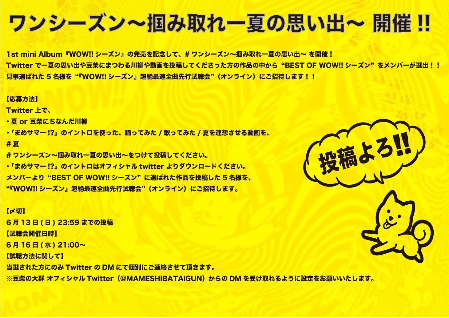 豆柴の大群「#ワンシーズン～掴み取れ一夏の思い出～」告知画像