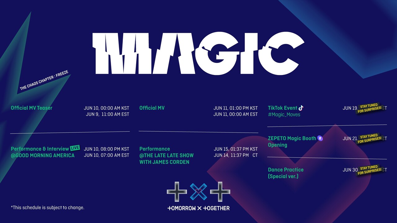 TOMORROW X TOGETHER初の英語詞曲「Magic」プロモ予定公開、アメリカ番組出演も