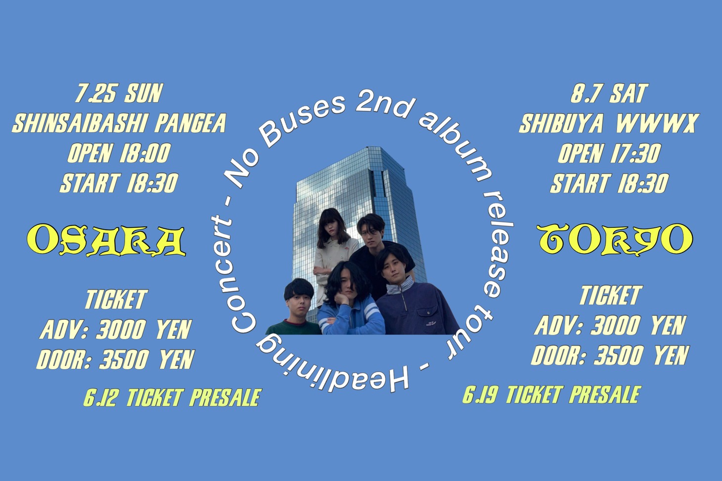 「No Buses 2nd album release tour」告知ビジュアル