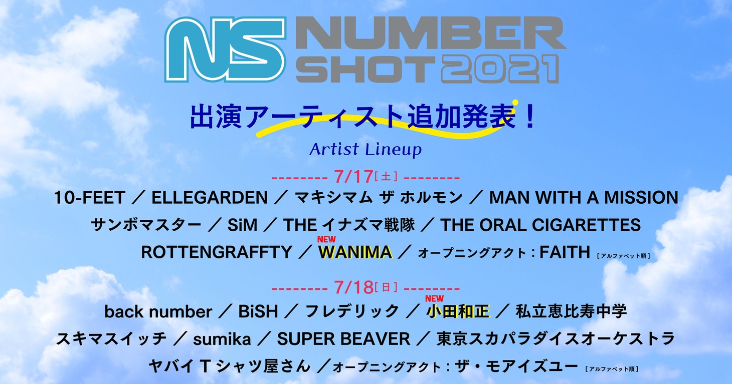 「NUMBER SHOT 2021」追加出演アーティスト告知ビジュアル