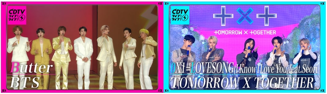 左からBTS、TOMORROW X TOGETHER。