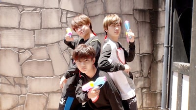 「一撃 ‐ICHIGEKI‐」赤チーム。なにわ男子より大橋和也、長尾謙杜、藤原丈一郎。