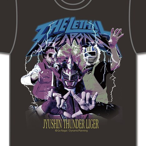 「ザ・リーサルウェポンズ×獣神サンダー・ライガー “80's METAL” Tシャツ」デザイン