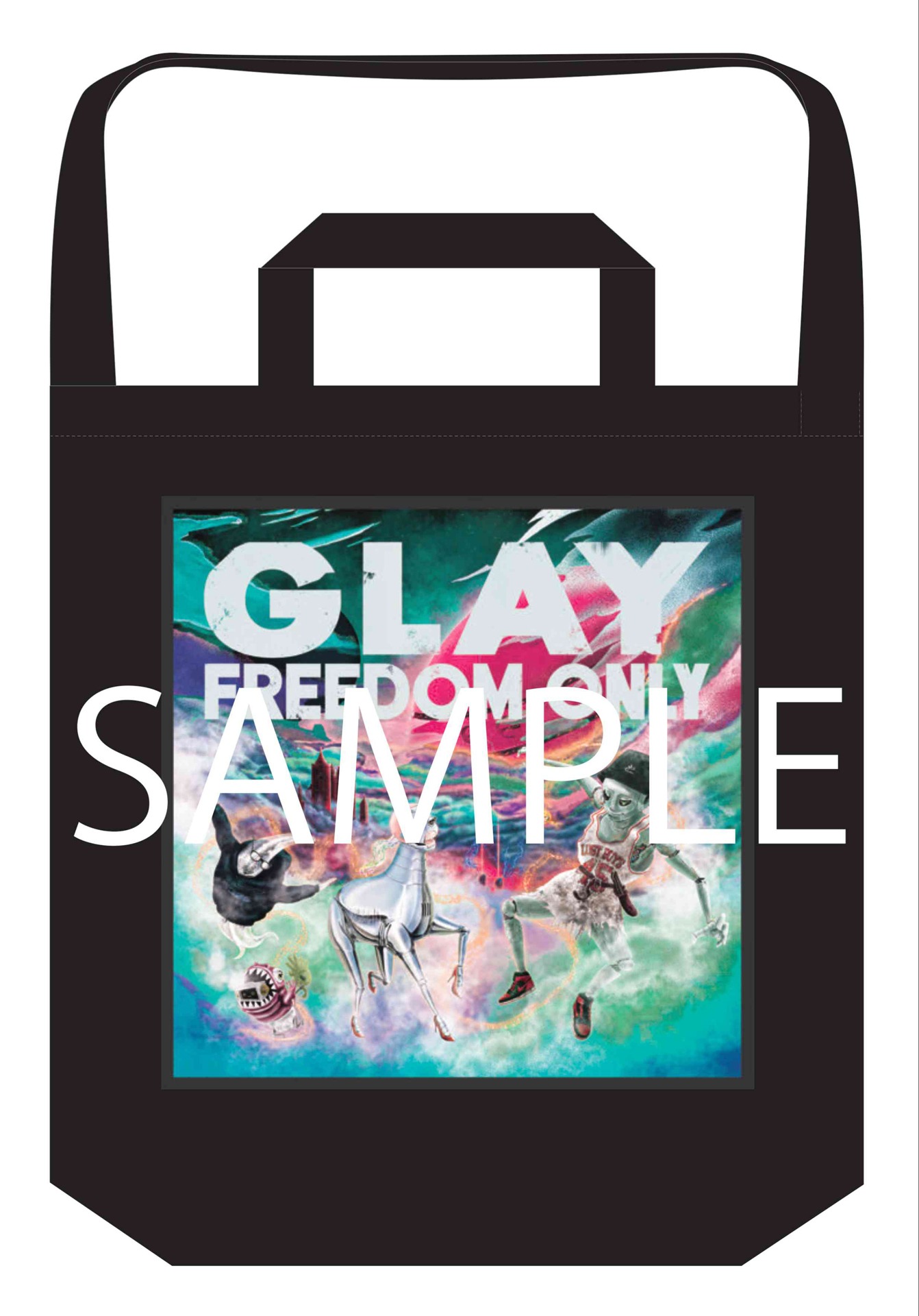 GLAY「BAD APPLE」「FREEDOM ONLY」連動購入キャンペーン賞品のアナログバッグサンプル画像。