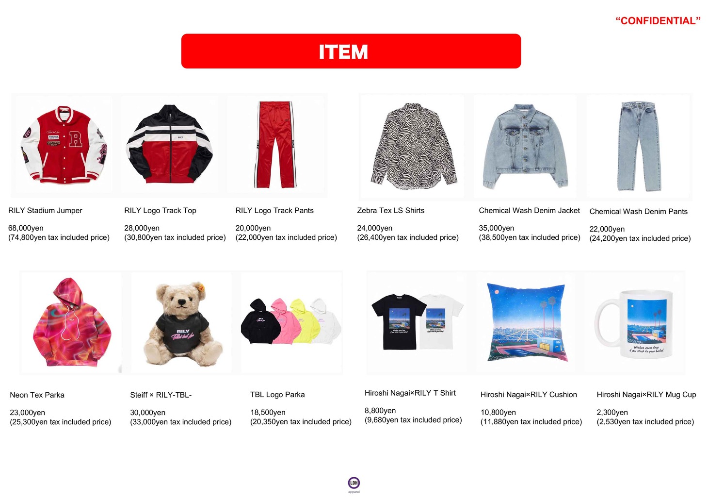 RILY POP-UP STORE at Tokyo & web storeアイテム一覧