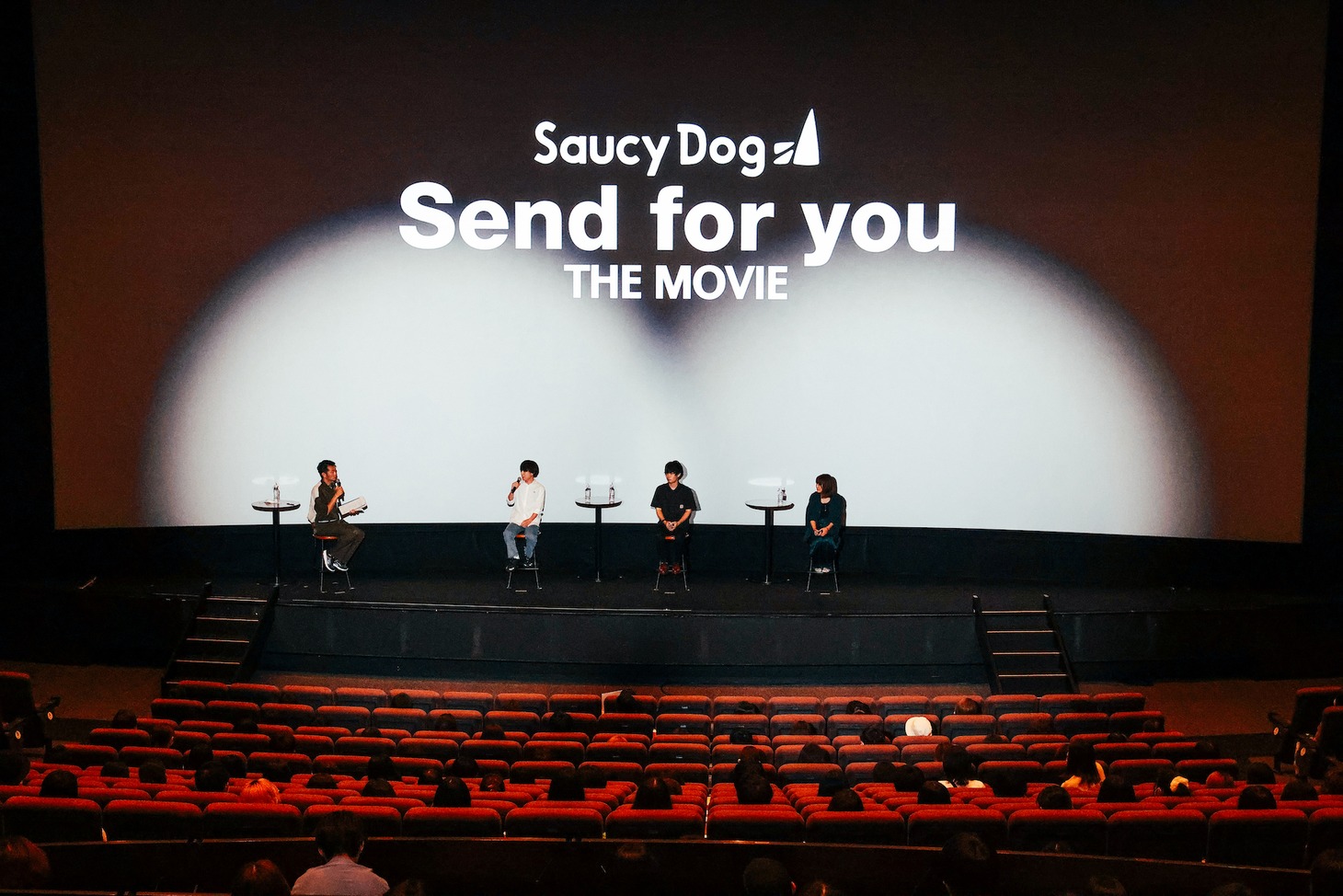 「Saucy Dog "Send for you" THE MOVIE」舞台挨拶の様子。（撮影：白石達也）