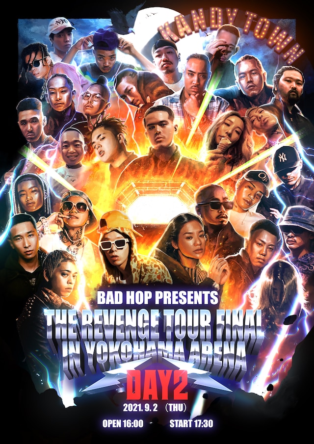K2が手がけた「BAD HOP THE REVENGE TOUR FINAL IN YOKOHAMA ARENA DAY2」メインフライヤー。