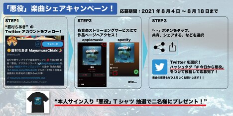 眉村ちあき「悪役」楽曲シェアキャンペーンの詳細。