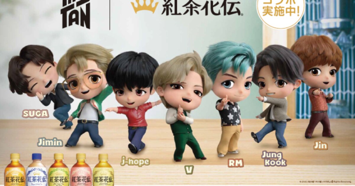 BTSのキャラクター・TinyTANが「紅茶花伝」とコラボ、7人が開店準備を 