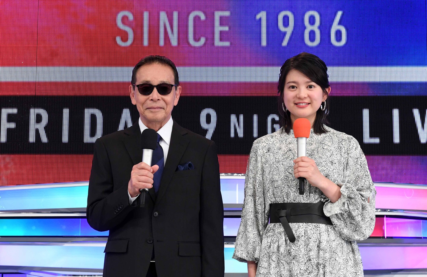 左からタモリ、並木万里菜アナウンサー。(c)テレビ朝日