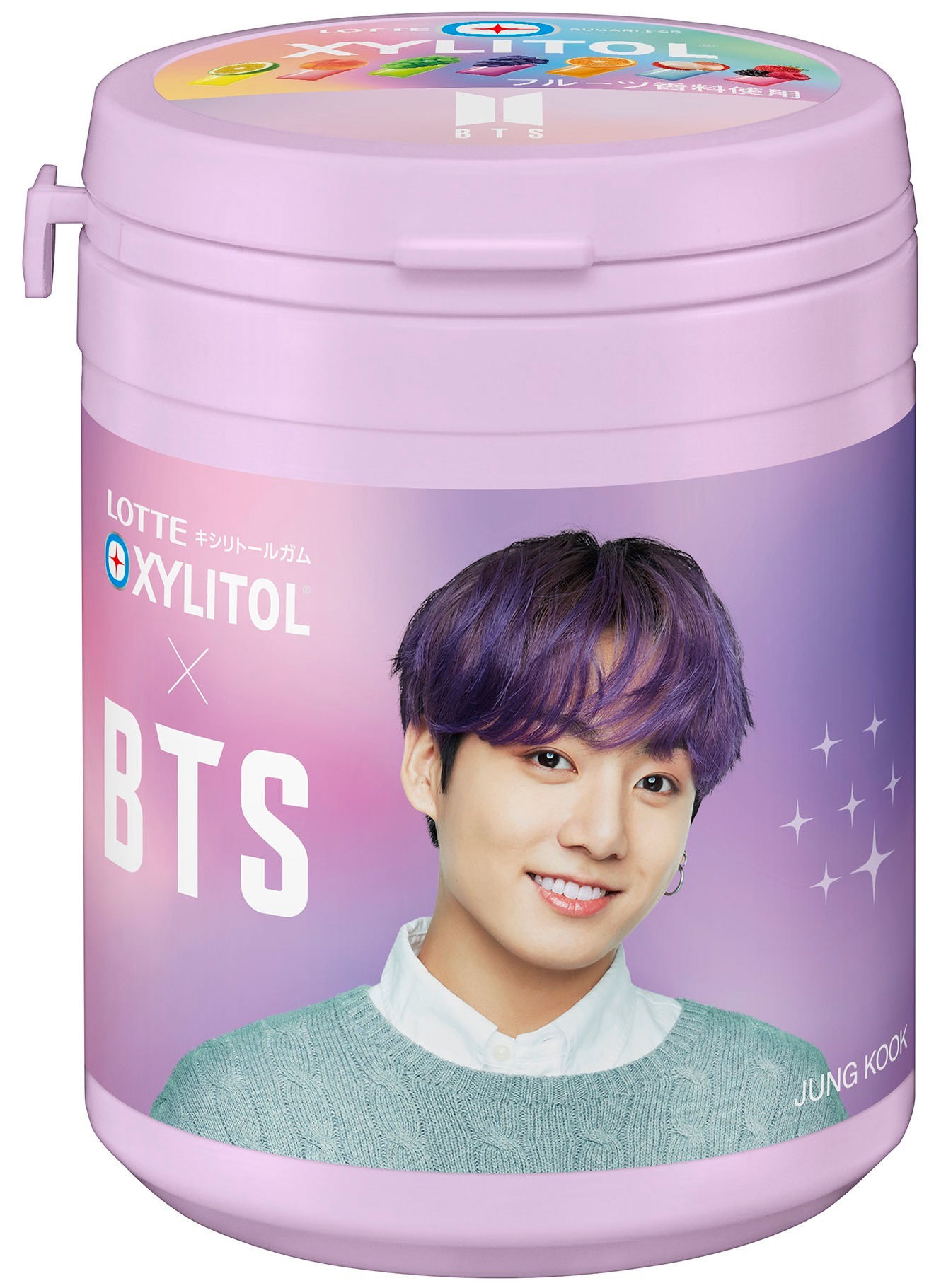 人気画像5位は「BTS『キシリトールガム』コラボボトル10月発売決定、紫のボトルに7つのフルーツ味」より、「キシリトールガム BTS Smileボトル」JUNG KOOKバージョン。