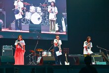 総合司会を務めた森詩織（ex. PASSPO☆）、髙橋麻里（ex. Dorothy Little Happy）、高見奈央（ex. ベイビーレイズJAPAN）。