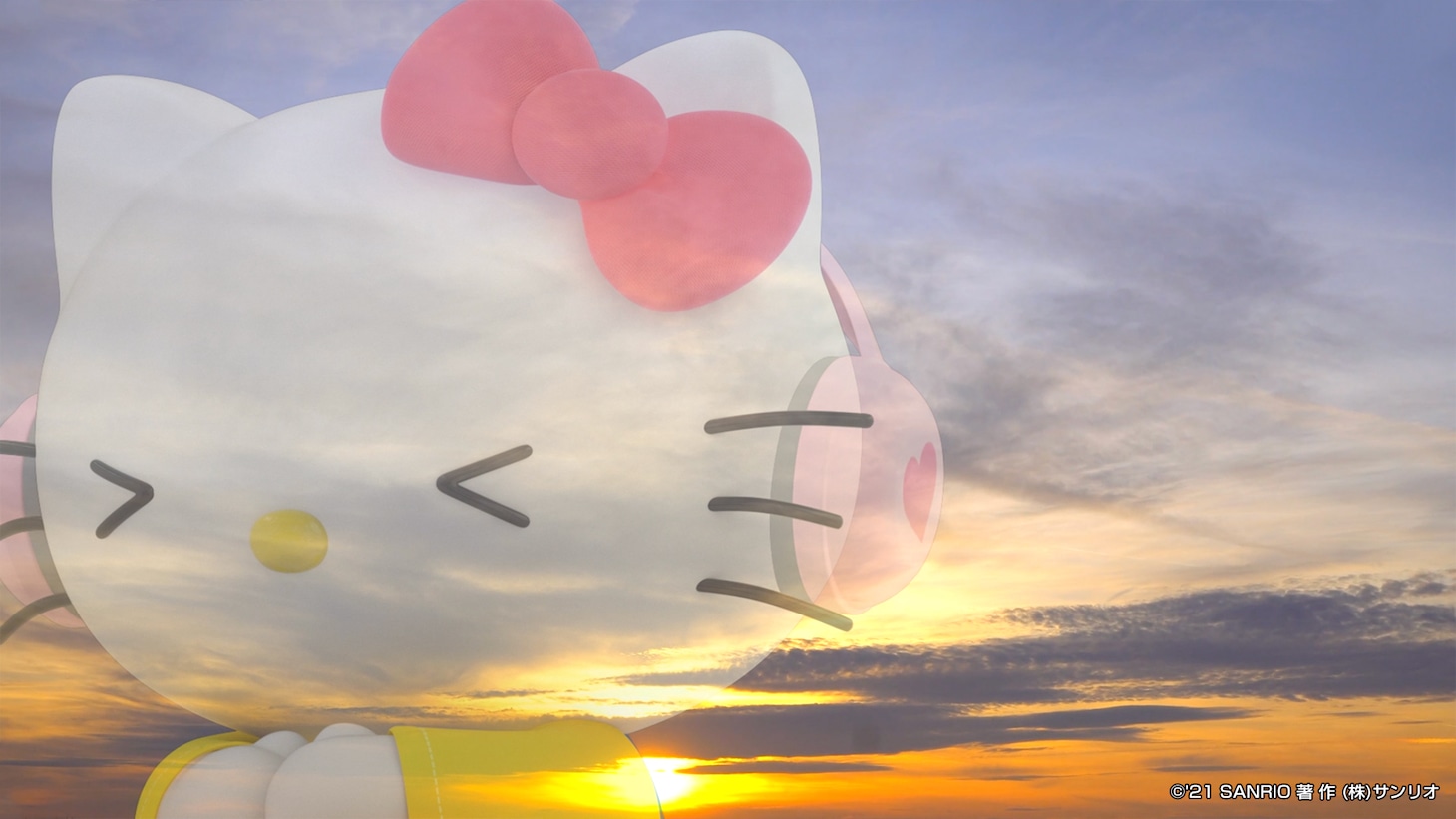 感傷的な夕焼けに染まるキティ。(c)’21 SANRIO 著作(株)サンリオ