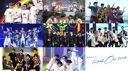 左上から関ジャニ∞、Aぇ！group、Lilかんさい、ジャニーズWEST、なにわ男子、Sexy Zone、Snow Man、Travis Japan、V6。(c)フジテレビ