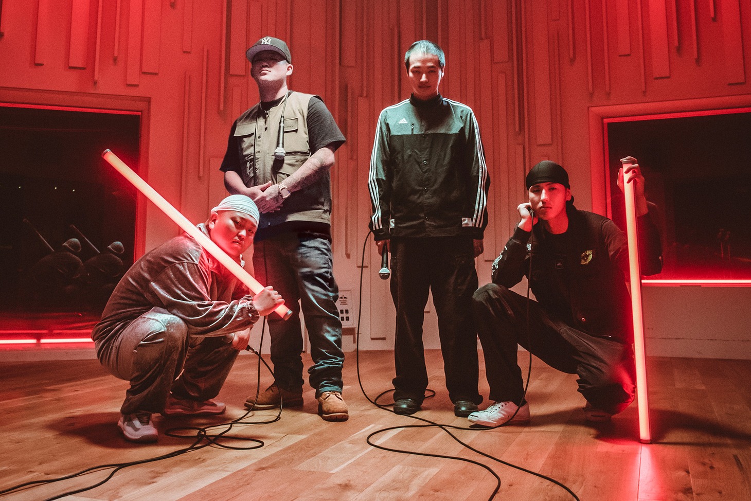 Red Bull「RASEN」第12弾参加ラッパー。左からWELL-DONE、$MOKE OG、JUMADIBA、hyunis1000。