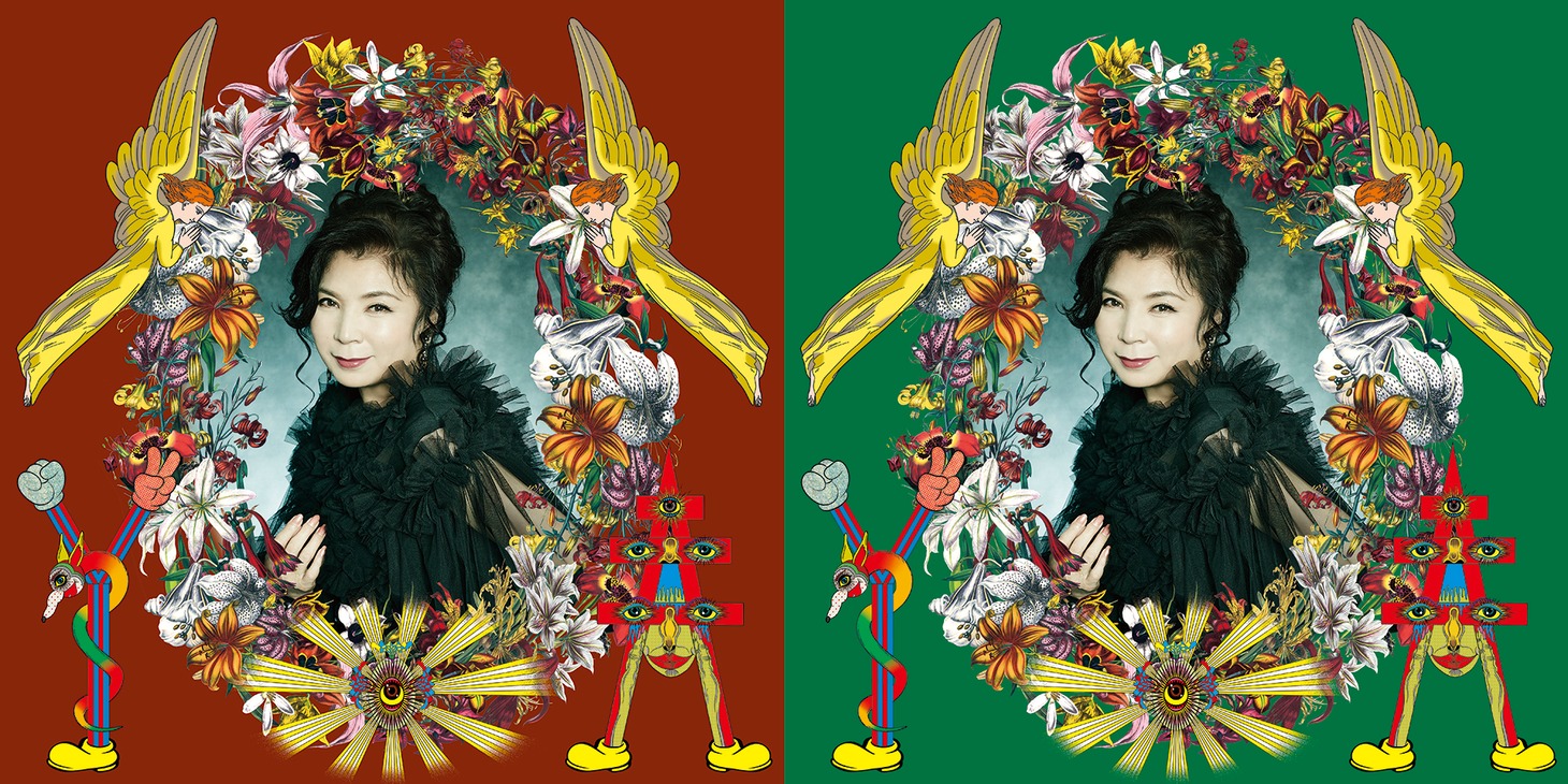 八代亜紀「八代亜紀ベストヒット 50」ジャケット（左）と「八代亜紀ベストヒット ～ニューレコーディングス＆ニューシングルズ～」ジャケット（右）。