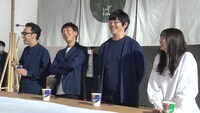 「カップスターCM『そば・うどん』編」撮影中の様子。