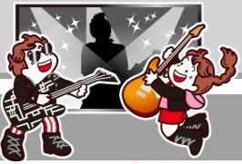 布袋寅泰とコラボした「ランチちゃん」と「パックくん」。