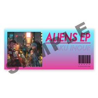 TAKU INOUE「ALIENS EP」応援ショップ特典のステッカーのサンプル画像。
