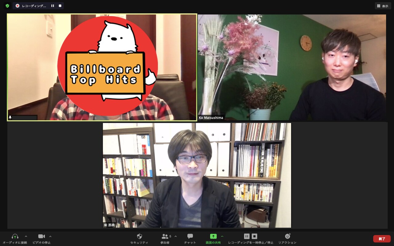 上段左からKei、松島功、下段は柴那典。