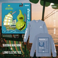 ジオラマシーン「あわい」ブッダマシーン＋Tシャツのイメージ画像。（ブルー）