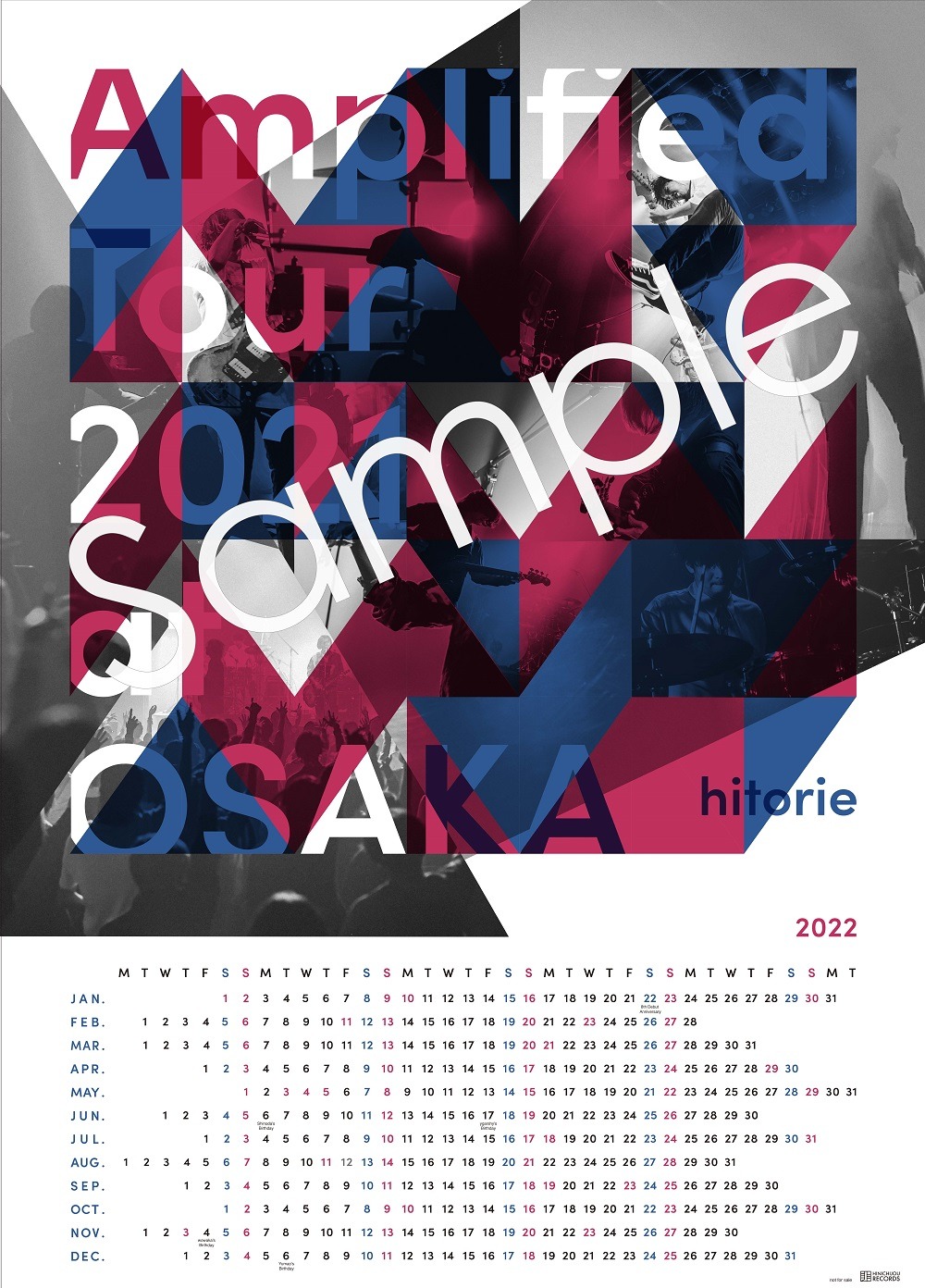 ヒトリエ「Amplified Tour 2021 at OSAKA」応援店・オンラインショップ購入者特典ポスターカレンダーサンプル