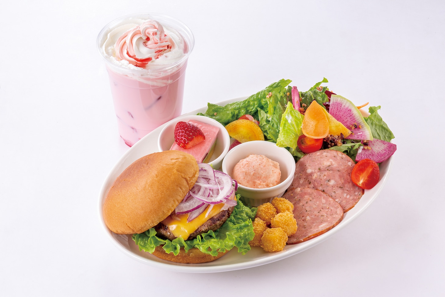 川西拓実のハンバーガープレート、ストロベリーミルク