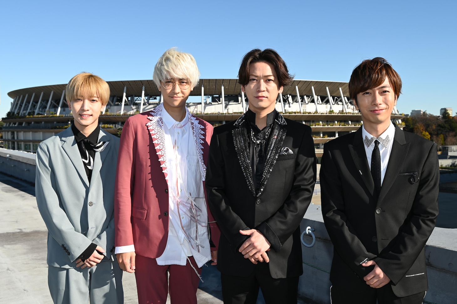 左から中村嶺亜（7 MEN 侍 / ジャニーズJr.）、八乙女光（Hey! Say! JUMP）、亀梨和也（KAT-TUN）、河合郁人（A.B.C-Z）。(c)日本テレビ