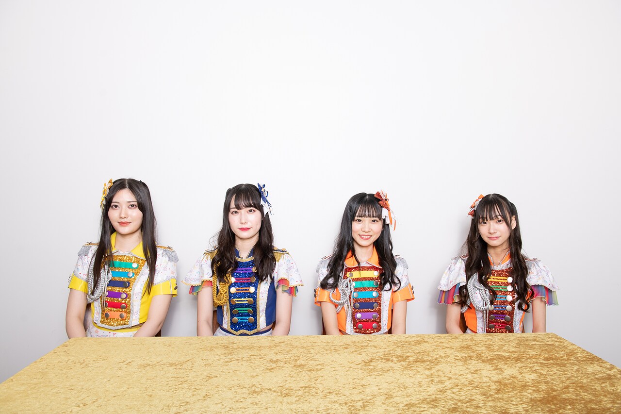 左から大塚望由、桐乃みゆ、石原愛梨沙、神田ジュナ。（撮影：音楽ナタリー編集部）