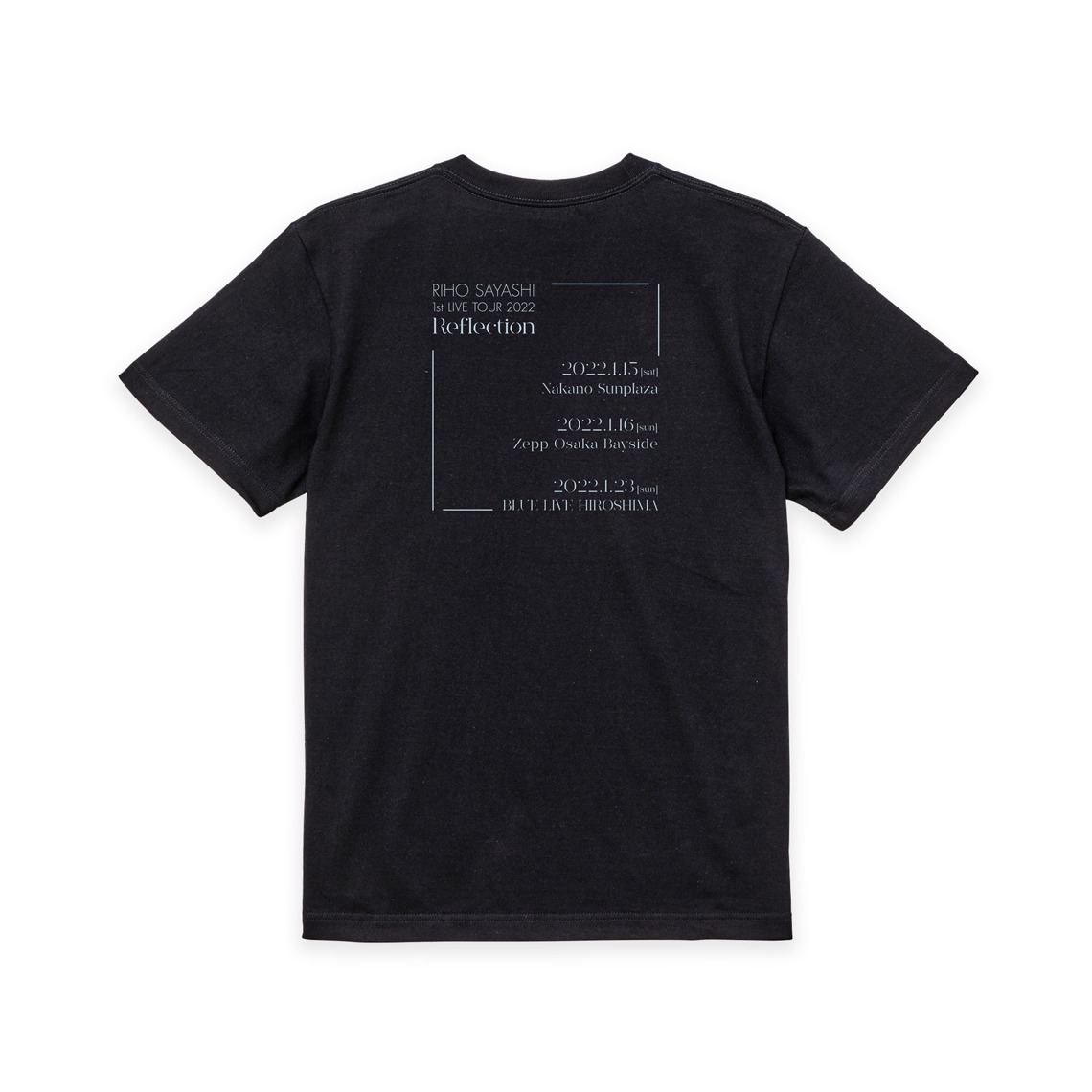 「RIHO SAYASHI 1st LIVE TOUR 2022 Reflection」グッズ ツアーTシャツ裏ビジュアル