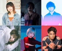 上段左からせとゆいか（Saucy Dog）、Nob（MY FIRST STORY）、橋口洋平（wacci）、下段左からHARUNA（SCANDAL）、PORIN（Awesome City Club）、三原康司（フレデリック）。