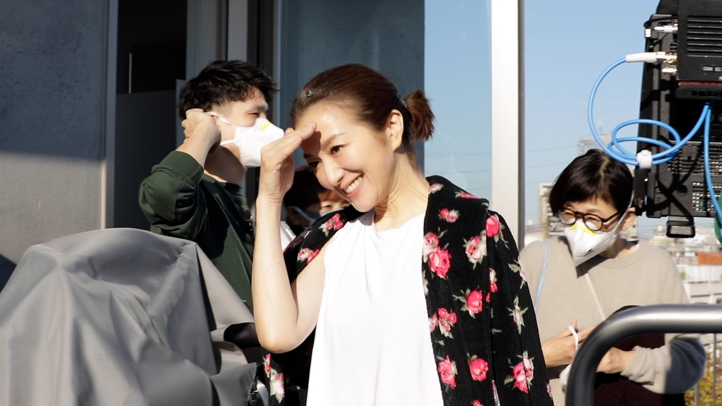 「サントリー セサミン EX」新テレビCM「セサミン トレーニング」編のメイキング写真。