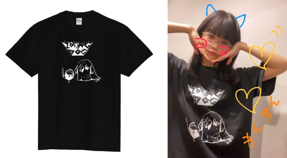 「ぞうきんドッグ」はじまりの2人Tシャツ（黒）