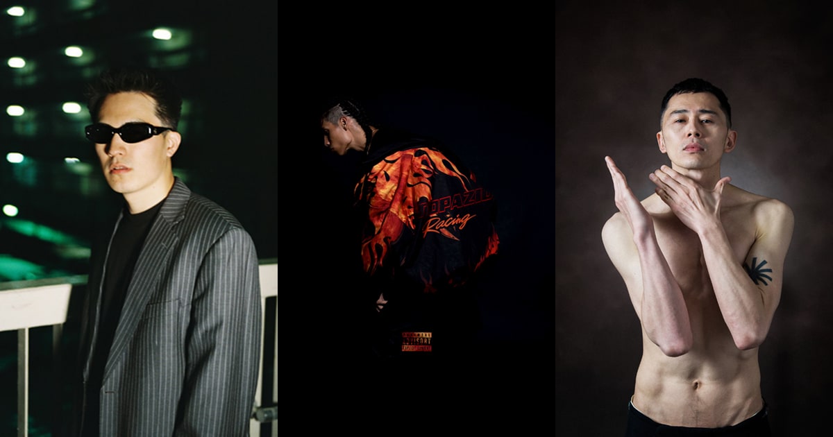 「FNMNL Presents 3S vol.4」出演者。左からACE COOL、homarelanka、Otagiri。