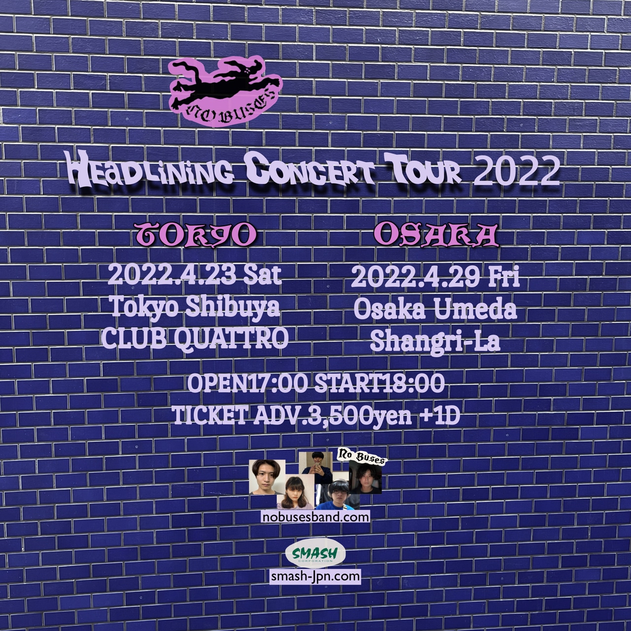 「No Buses Headlining Concert Tour 2022」フライヤー