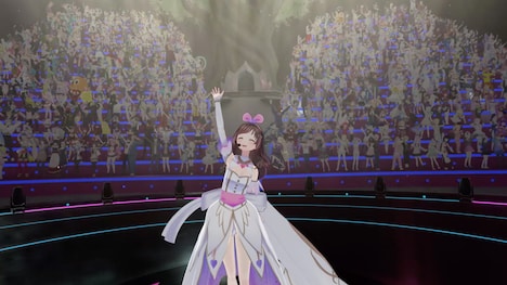 バーチャルタレントたちに手を振るKizuna AI。